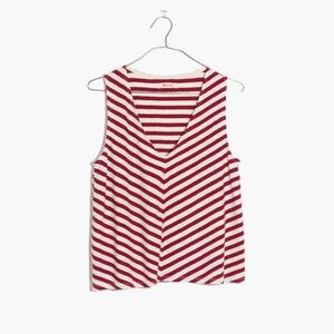 Madewell Striped Red and White Sleeveless Top, Medium